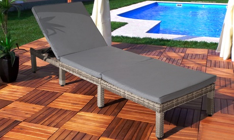 Chaise longue grise en rotin Dublin