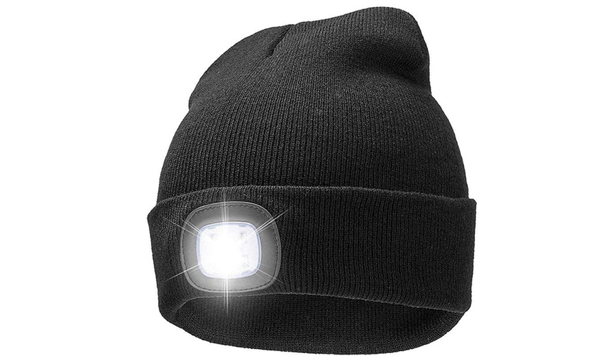 Image 2: Rechargeable Five-LED Beanie Hat