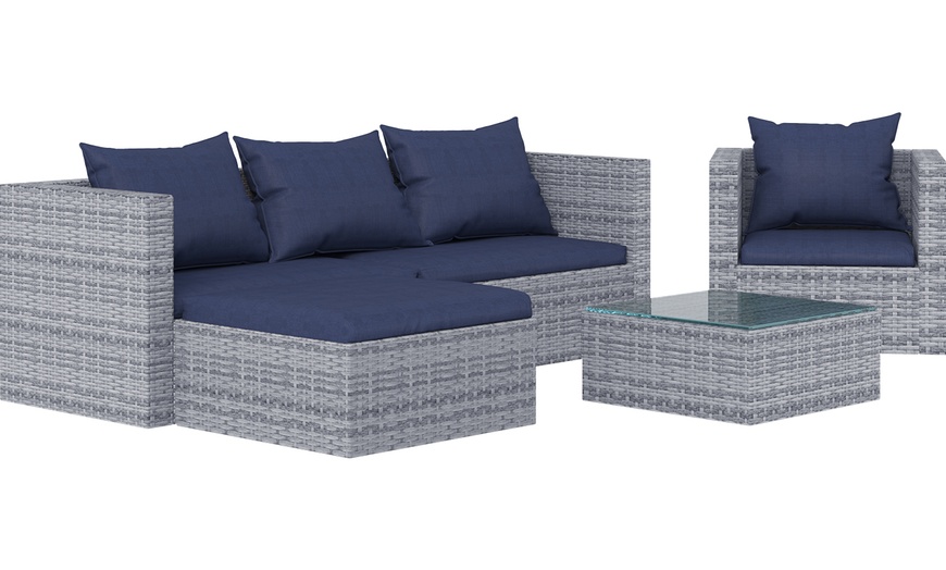 Image 2: Modular Corner Rattan-Effect Furniture Set with Optional Cover