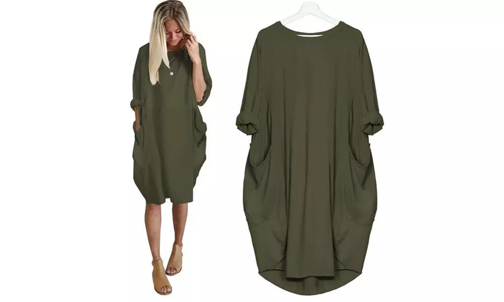 Leo Rosi Women's Hailey Lightweight Oversized Sweater Knit Dress with Pockets - Second Medium