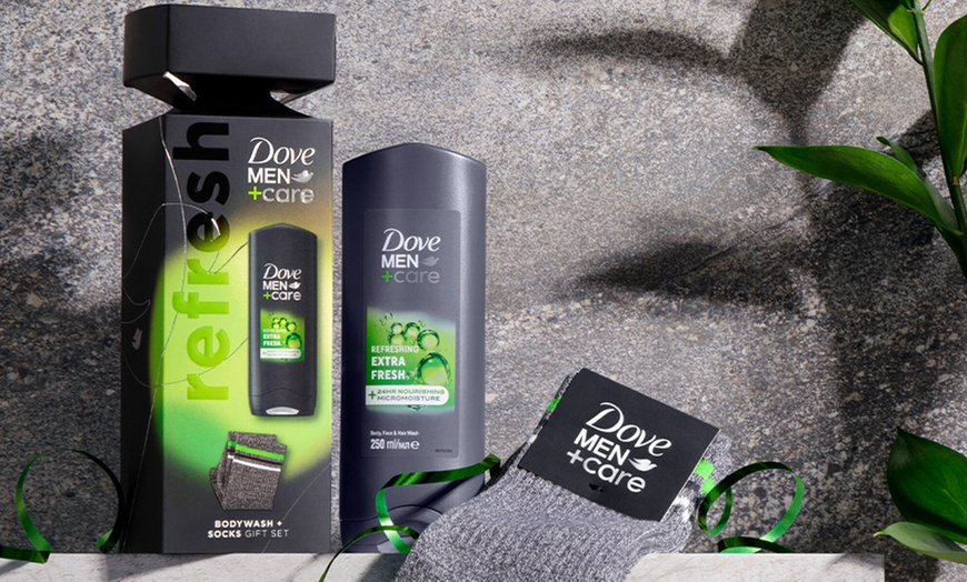 Image 1: Dove Men Care Refresh Extra Fresh Bodywash Gift Set with Ankle Socks