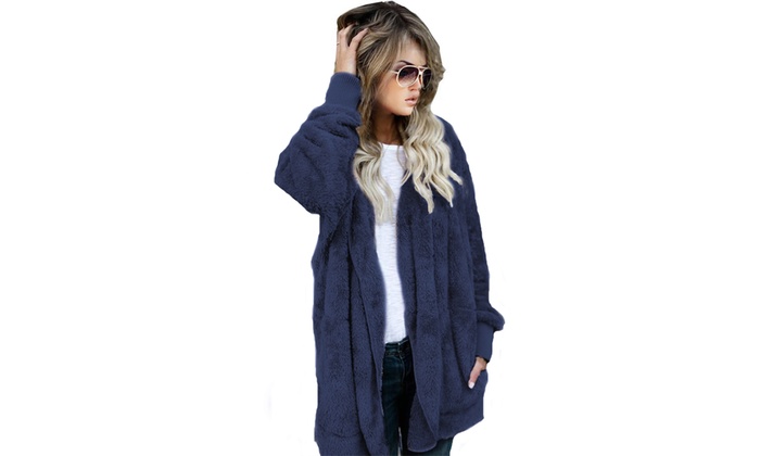 fur hood cardigan