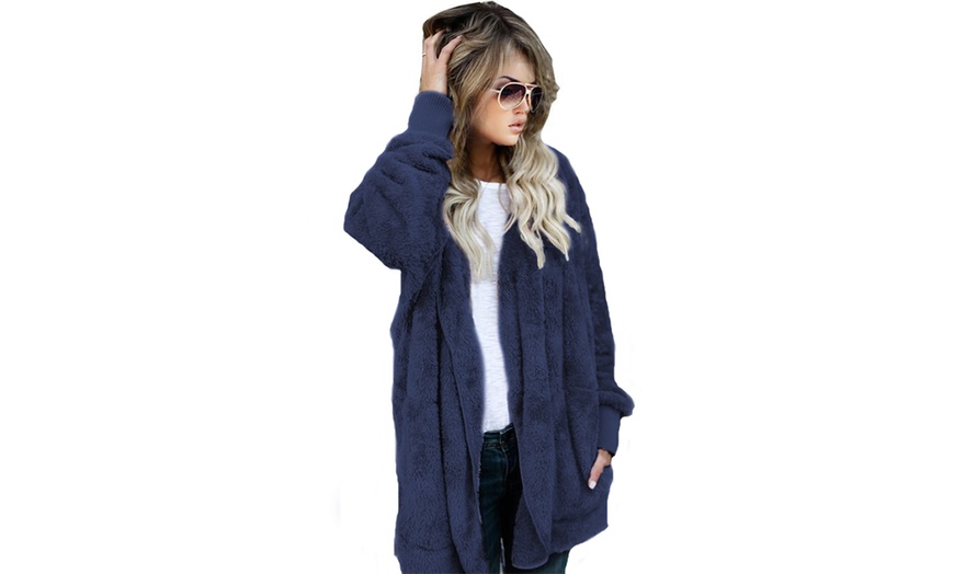 Image 2: Teddy Fur Hooded Cardigan