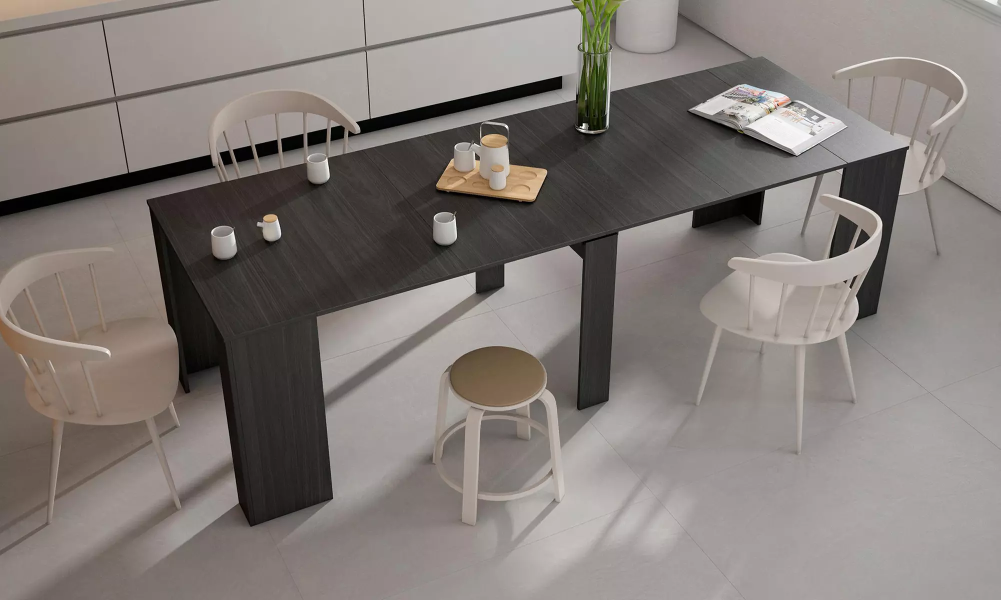 Uitschuifbare tafel voor maximaal 10 of 12 personen