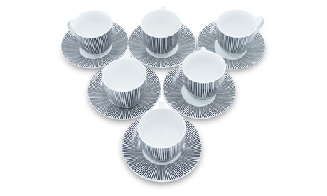 1 o 2 set di 6 tazzine da caffè con piattino con decorazione in porcellana