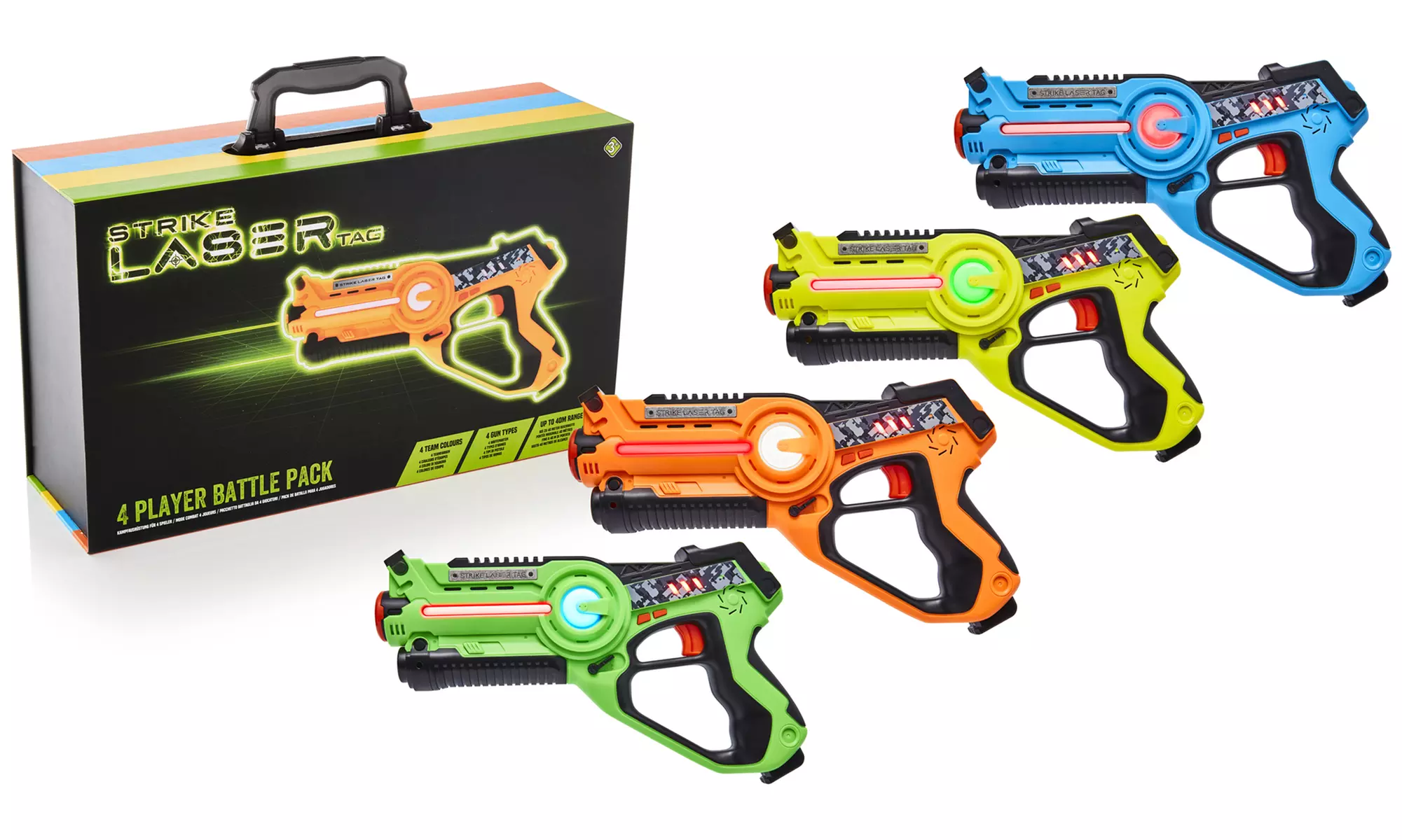 Set of Four Laser Tag Blasters and Carry Box With Free Delivery - Primary Image
