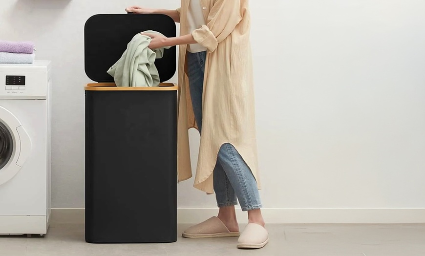 Image 1: Panier à linge "Adam" avec sac à linge