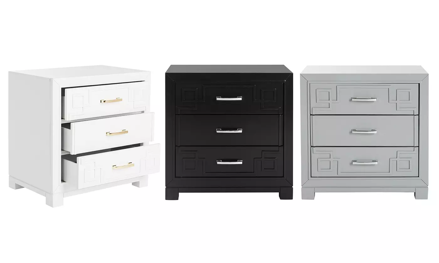 Safavieh Raina 3-Drawer Greek Key Nightstand - Primary Image