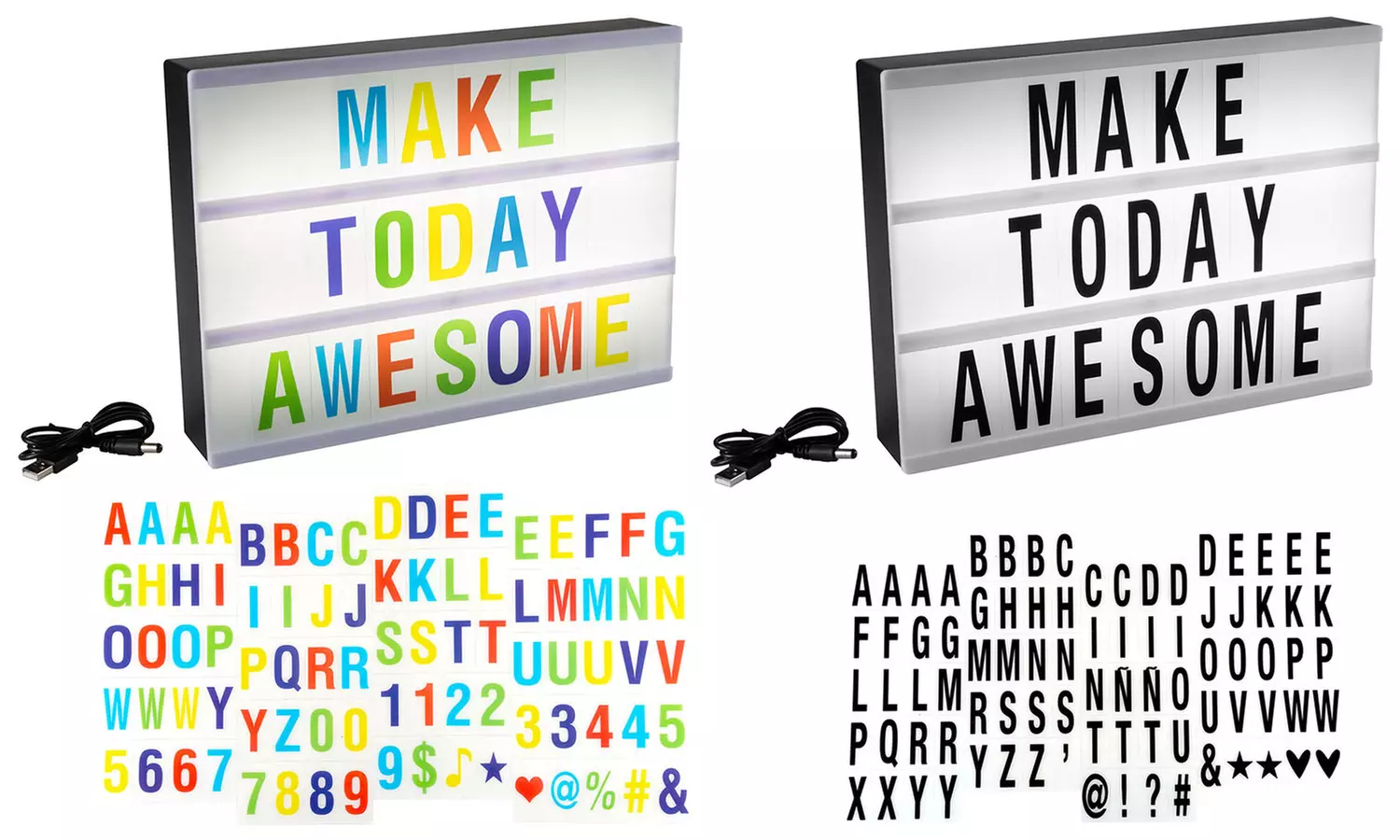 LED Cinematic Light Decorative Box Sign with Interchangeable Symbols - Primary Image