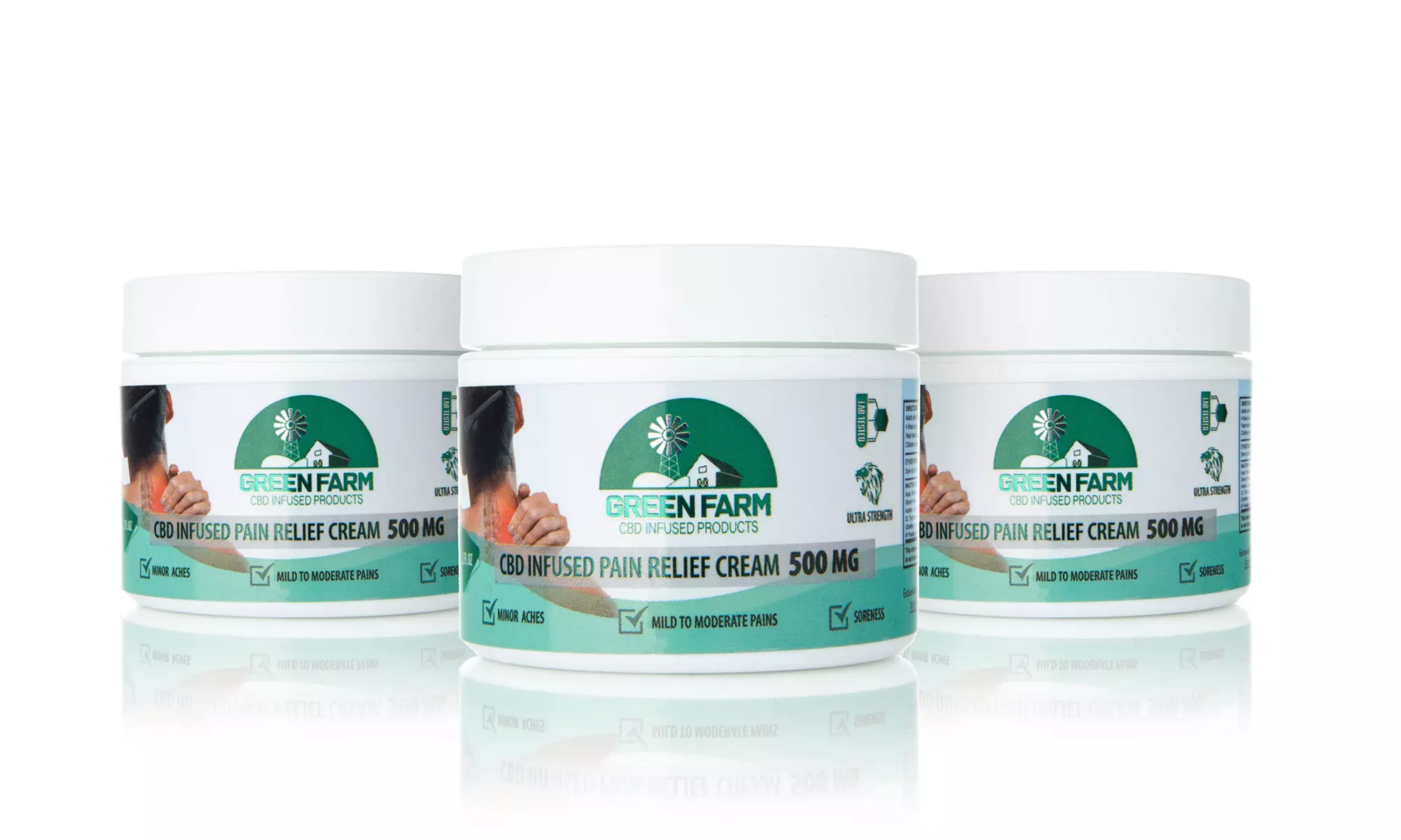 Green Farm CBD Menthol & Camphor Pain Relief Cream (500mg; 1-, 2- or 3-Pack) - Primary Image