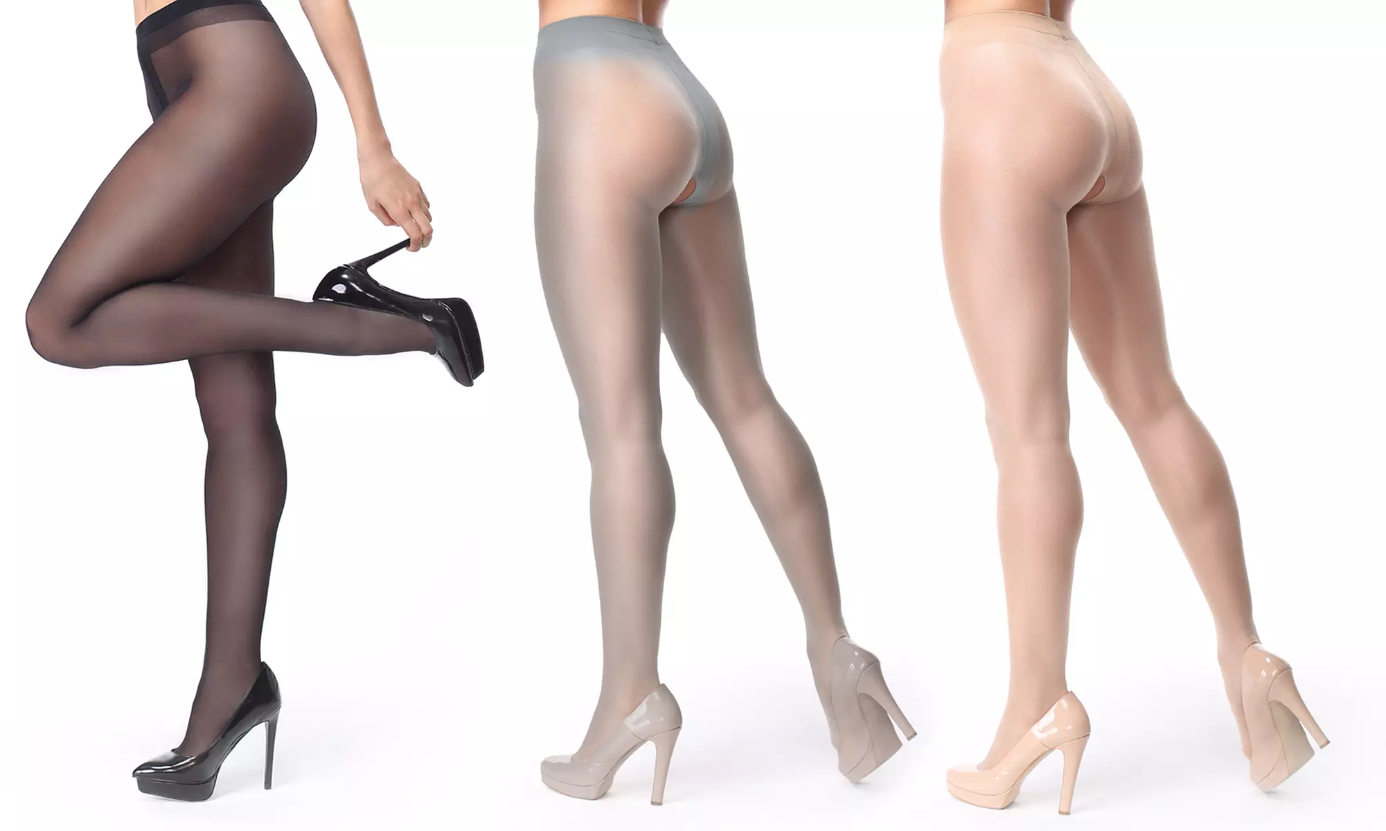 1 ou 2 collants sexy Ashlie 40 deniers à l'entrejambe ouvert - Primary Image