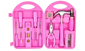 28-Piece Pink Tool Kit with Carry Case