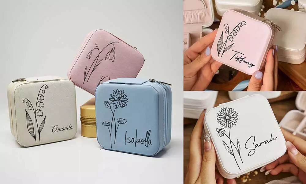 Travel in Style: Personalize Your Jewelry Case w/ Birth Month Flowers!