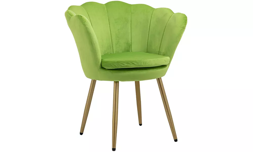 Fauteuil "Maddina" effet velours en forme de coquille
