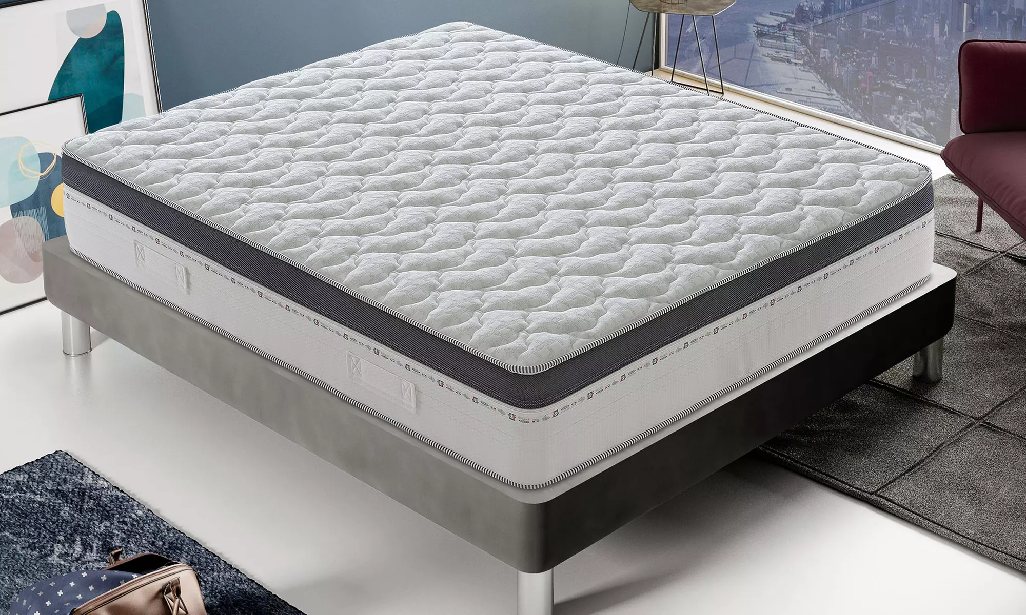 Materasso Memory e Molle Insacchettate 30 cm, 13 Zone Ergonomiche, Antiacaro, Made in Italy