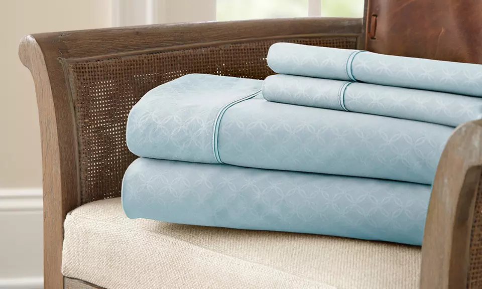Kensington Hotel Collection Dylan 4-Piece Embossed Microfiber Sheet Sets. Full–California King from $17.99–$22.99. - Primary Image