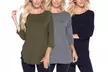 Isaac Liev Women's Curved Hem Side Slits Tops (3-Pack). Plus Sizes Available. - Image 5