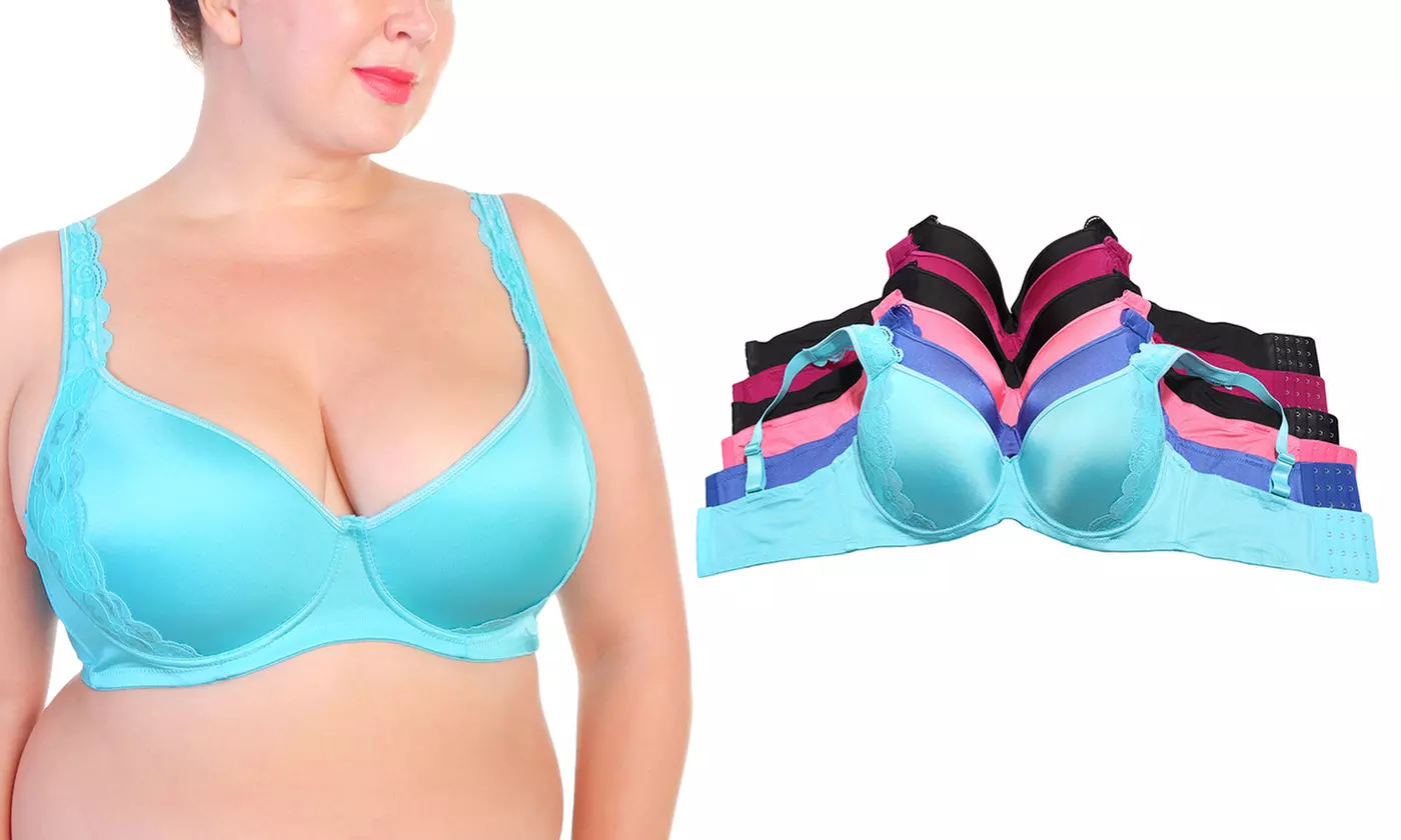 Angelina Padded Extended Size Bras with Cushioned Straps (6-Pack) - Primary Image