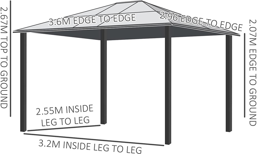 Image 7: Outsunny Outdoor Gazebo with Polycarbonate Roof