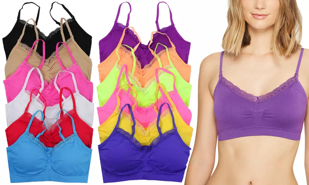 Women's Lace-Trim Padded Wirefree Bralette (6-Pack) - Primary Image