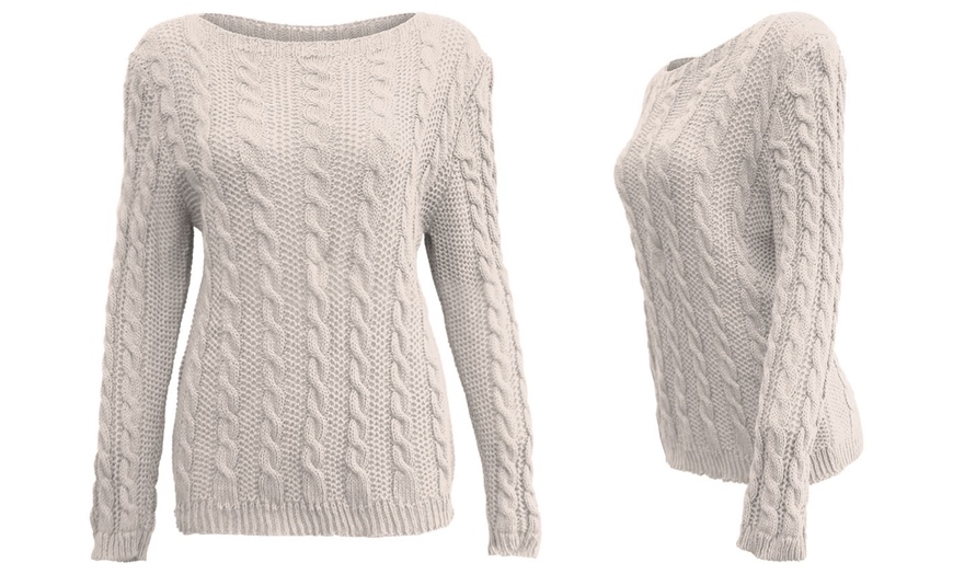 Image 10: Women's Long-Sleeved Cable Knit Jumper