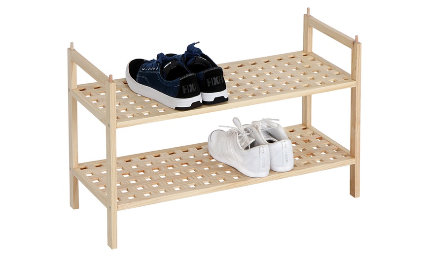 Walnut Wood Shoe Rack | Groupon