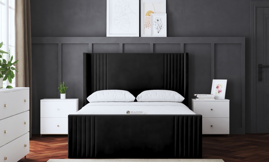 Image 19: Elara Winged Panel Bed with Optional Mattress