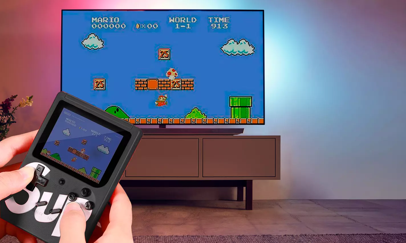 Compacte gamebox inclusief 400 retro videogames en TV-aansluiting