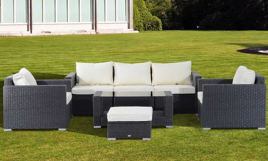 Image 1: Outsunny 7-Piece Outdoor Sofa Set