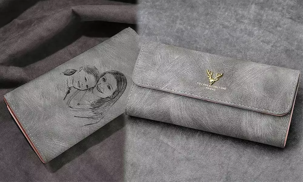 1 or 2 Personalized Women's Wallets with Engraved Photo and Message