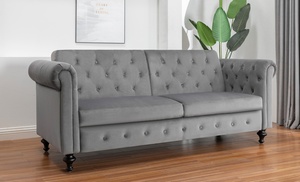 Velvet Upholstered Reclining Sofa Bed