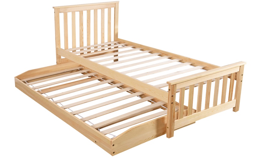 Image 9: Single Wooden Bed with Trundle