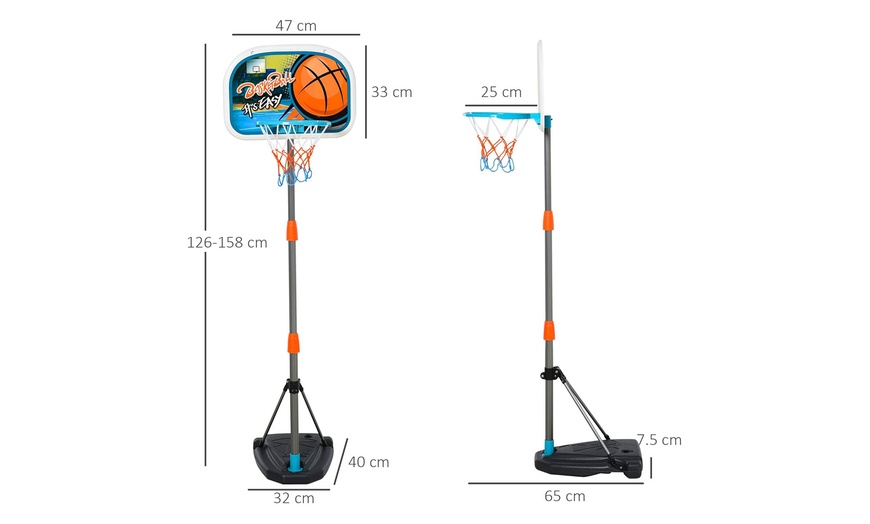 Image 5: HomCom Kids Portable Basketball Hoop and Stand Set