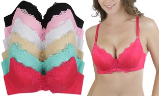 Women's Lace-Detail Padded Bras (6-Pack)