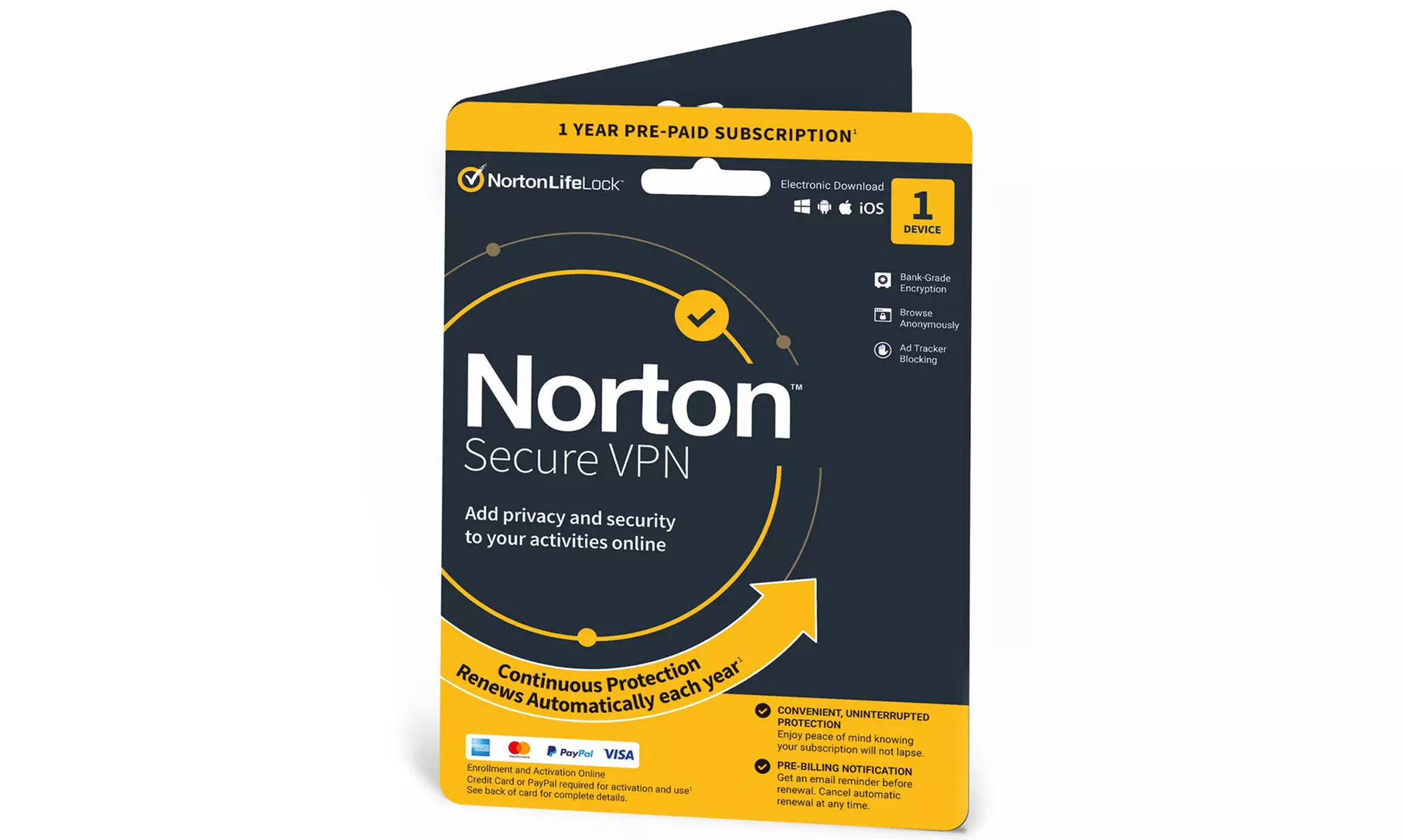 Licencia de un año Norton Secure VPN 2022 para un dispositivo - Primary Image