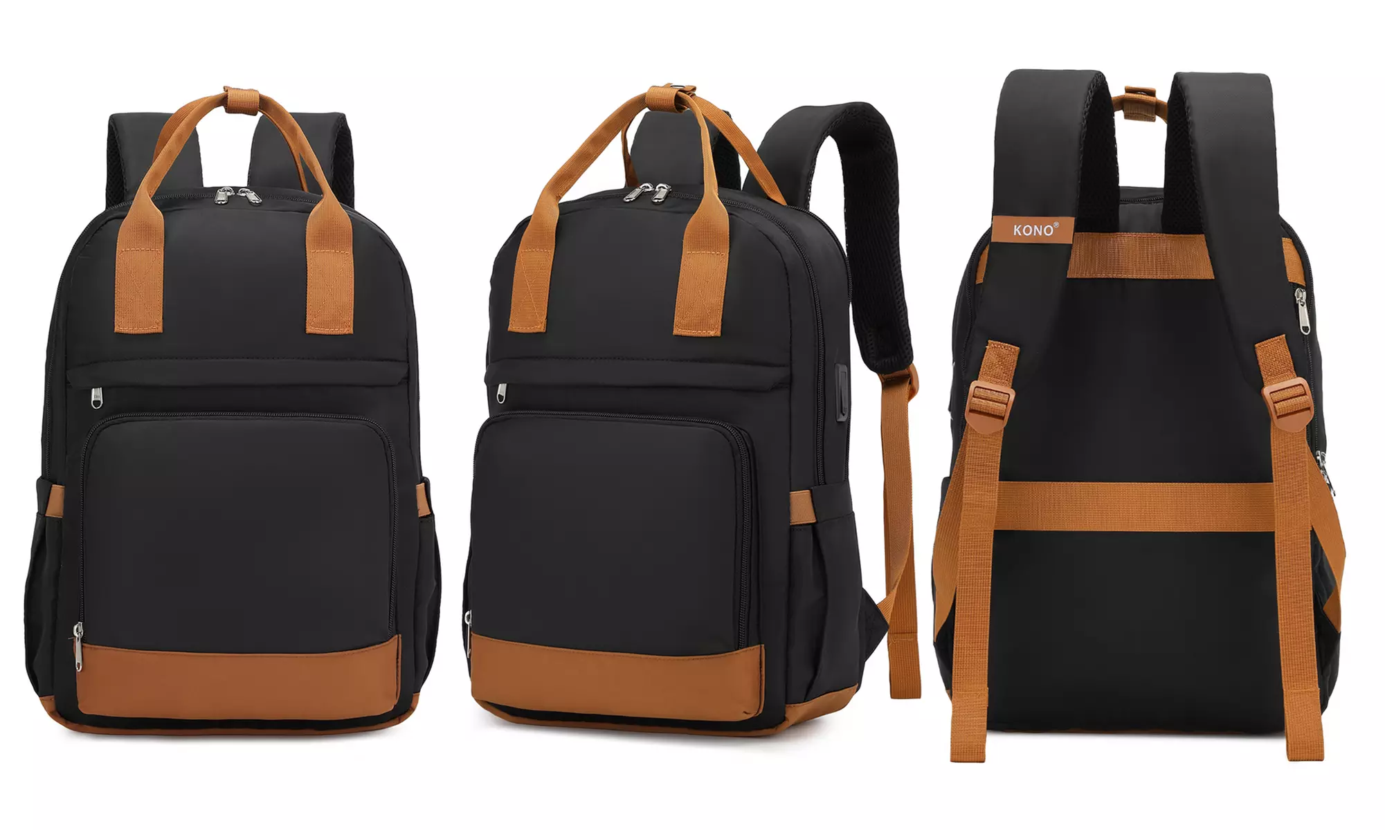 Mochila para portátil con múltiples compartimentos y cargador USB