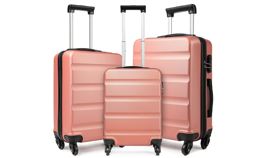 Image 3: Horizontal Design Hard Shell Suitcase Set with Combination Lock