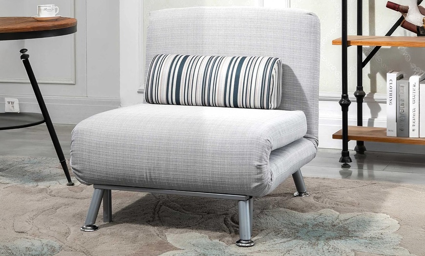 Image 18: HomCom Convertible Single Sleeper Chair Sofa Bed