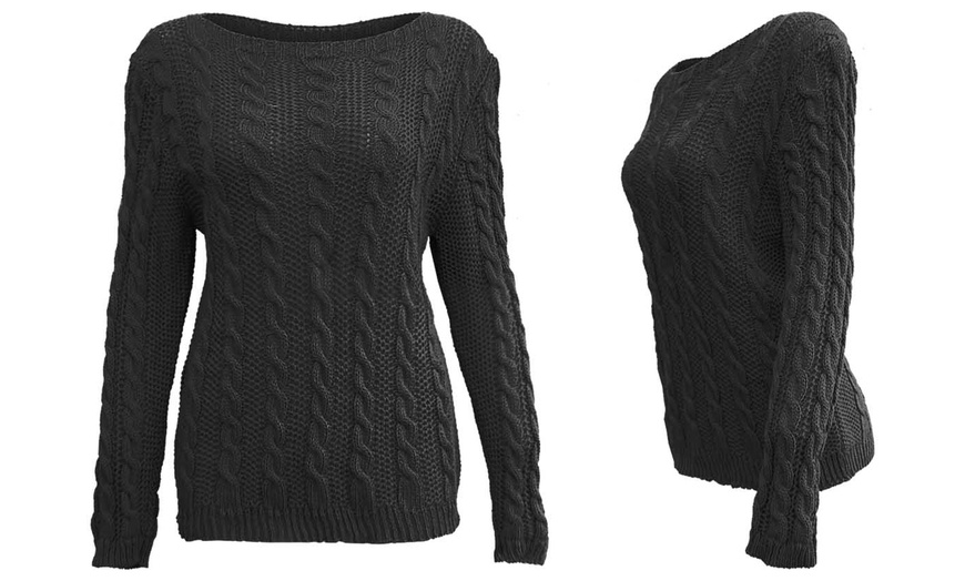 Image 3: Women's Long-Sleeved Cable Knit Jumper