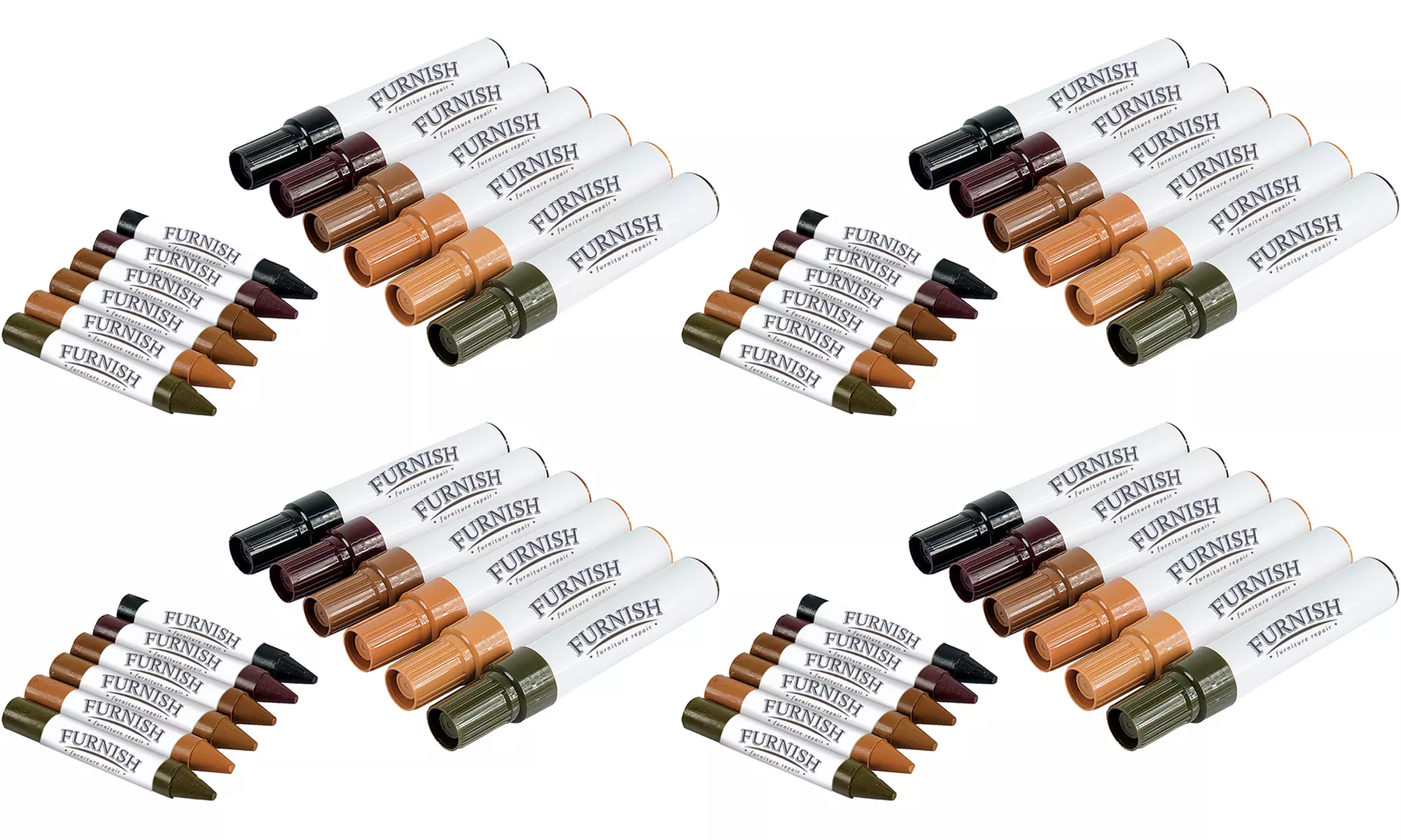 1, 2 ou 4 kits de retouche de 6 crayons et 6 feutres pour meuble en bois, livraison gratuite - Second Medium