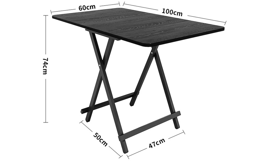 Image 8: Wooden Folding 60cm x 100cm Space-Saving Dining Table