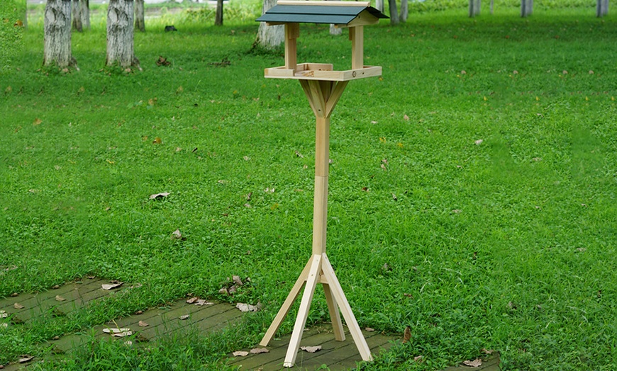 Image 1: Free-Standing Wooden Bird Feeding Table