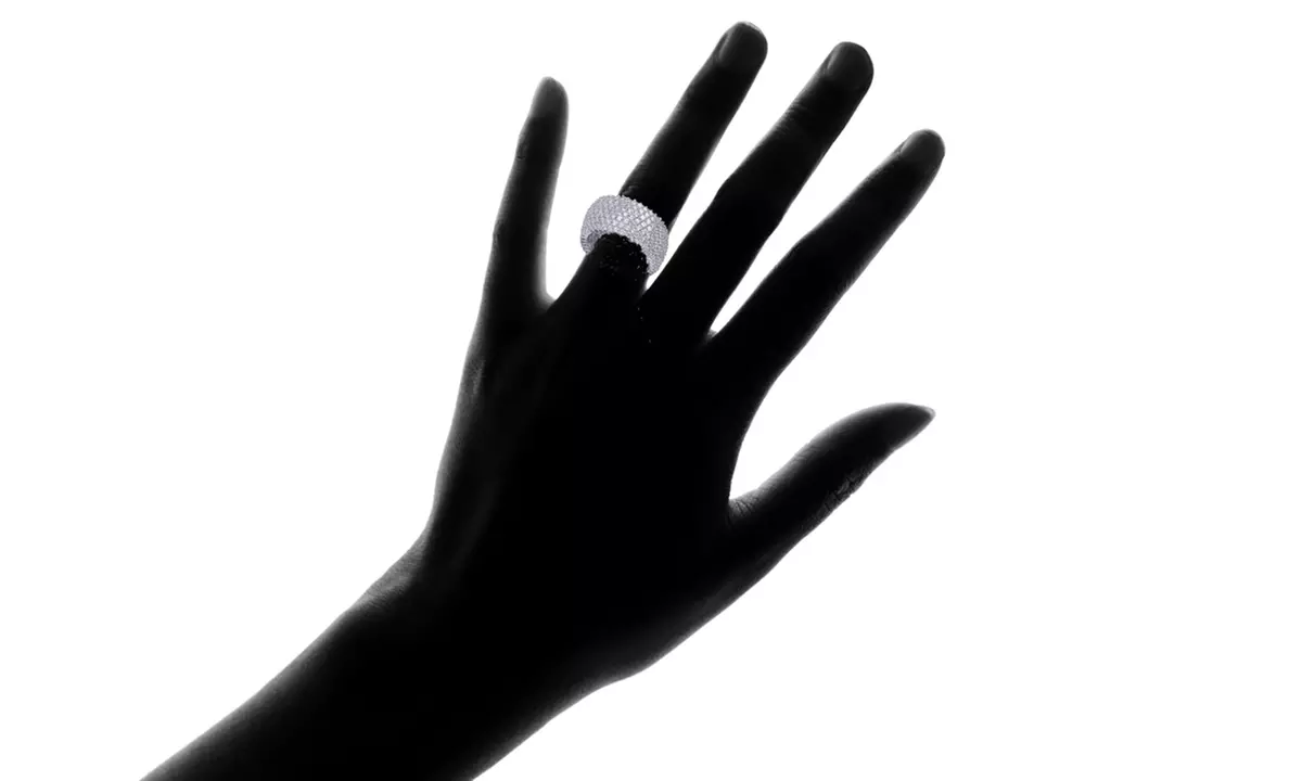 Solid Sterling Silver Cubic Zirconia Micropave Eternity Band by Mina Bloom - Second Medium