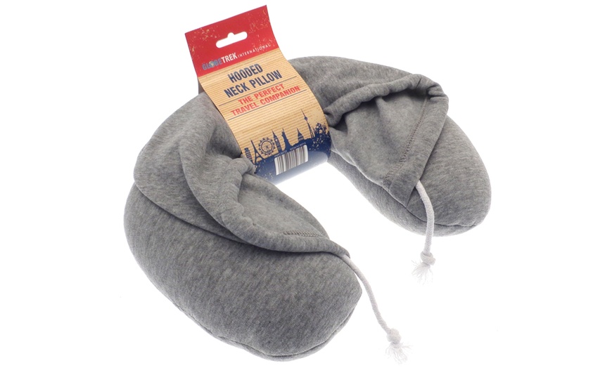 Image 2: Hooded Travel Neck Pillow