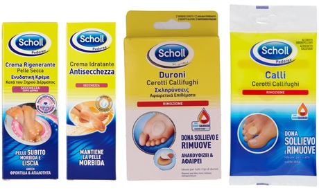 Pacco doppio di cerotti e creme Scholl per la cura del piede