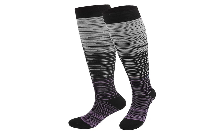 Image 8: Compression Socks Wide Calf for Women Men 20-30 mmHg Knee High Stockings