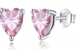 Solid Sterling Silver Created Gemstone Heart Stud Earrings - Emerald, Ruby, Black Topaz & More - Second Medium