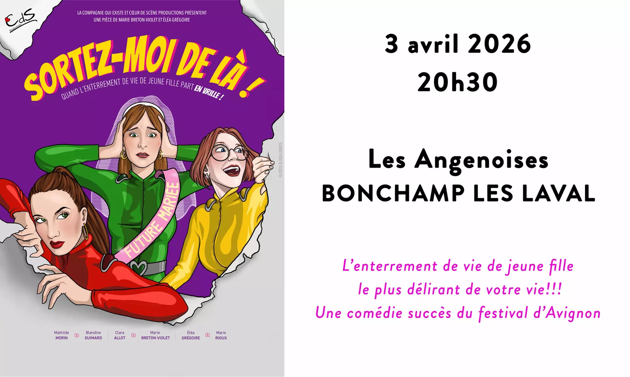 Place pour la comédie « Sortez-moi de là ! » le 03 avril 2026 à 20:30 à Bonchamp-lès-Laval (50% de remise) - Primary Image