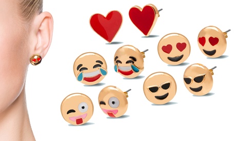 3 o 5 paia di orecchini Emoji OMG Jewel placcati oro giallo