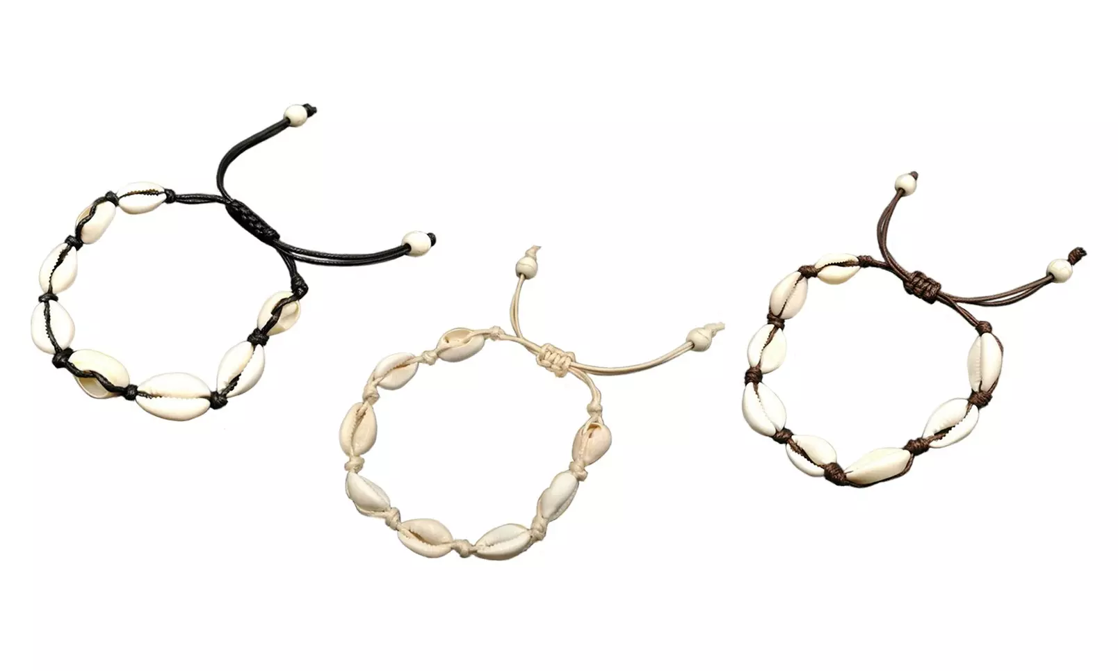 1 ou 3 bracelets coquillage lien en coton ciré - Second Medium